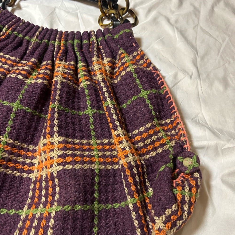 Women’s Oversized Bohemian Handbag Purse Cloth Plaid Unique Hippie - Picture 7 of 15